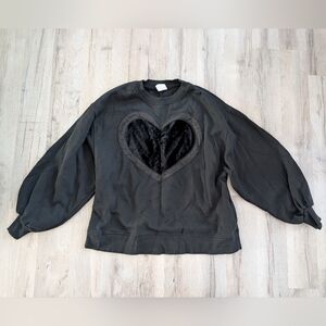 Zara Black Heart Oversized Crewneck Sweatshirt, 11-12Y (V3)